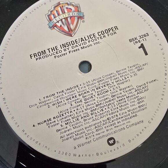 1978 ALICE COOPER Album FROM THE INSIDE Vinyl LP BSK 3263 - Picture 6 of 7
